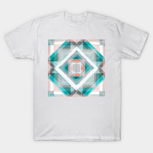 Hand Made Edited Pencil Geometry in Light Turquise T-Shirt